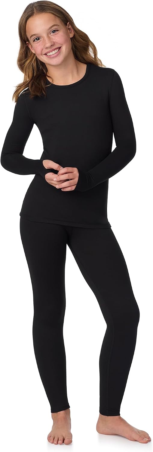 Cuddl Duds Girls Lightweight & Breathable Everyday Active Base Layer Set – Long Sleeve Top & Leggings – Lounge Sets for Kids