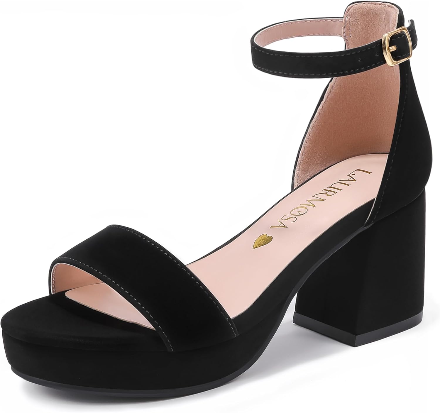 LAURMOSA High Heels for Kids Sandals Big Girls Dress Shoes Flower Girl Shoes for Wedding Party Pageant Round Open Toe Ankle Strap Dress Sandals Platform Heels Chunky Pumps for Little Big Kids