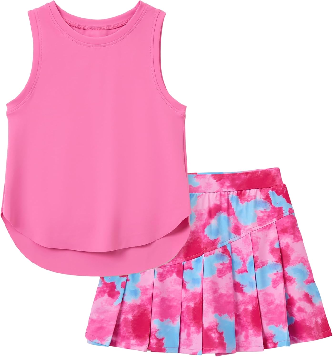 PATPAT Girls Tennis Skirt Sets Moisture Wicking Tank Tops and Pleated Skirts 2 Piece Outfits Activewear Sets 5-12 Years