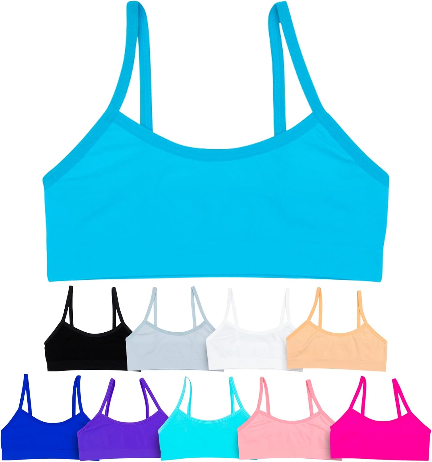 Alyce Ives Girls Seamless Training Bra, Cropped Cami Bra for Teens Pack of 10