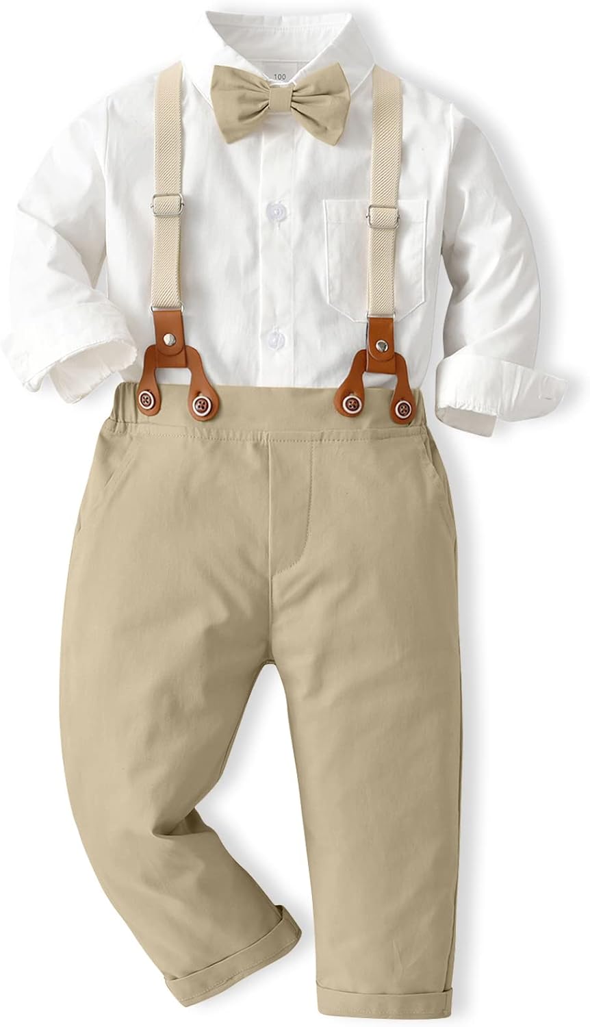 Toddler Boy Dress Clothes Outfit Button Down Shirt + Pants Set, 12 Months – 8 Years