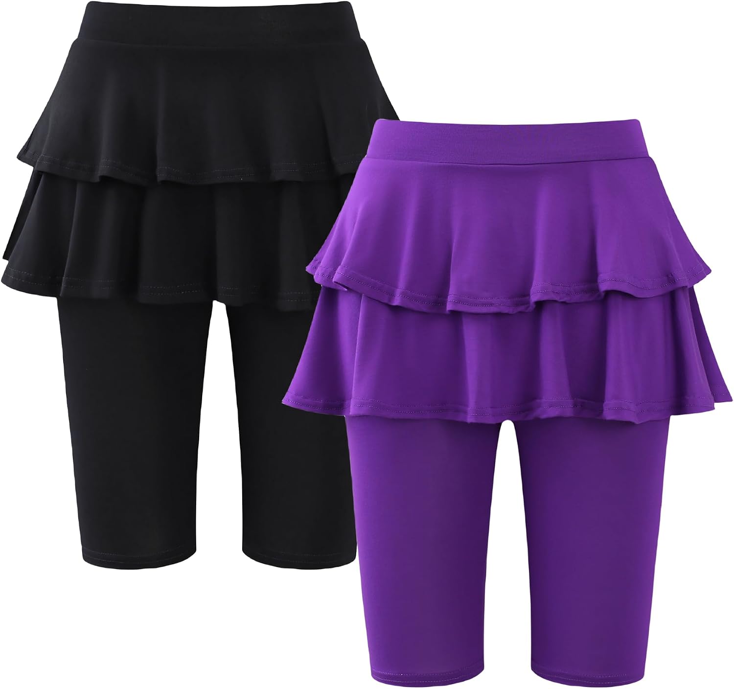 Girls 4-12 Years Knee-Length Skirted Leggings, Summer Stretchy Athletic Pants for Toddler Kids – Breathable & Durable