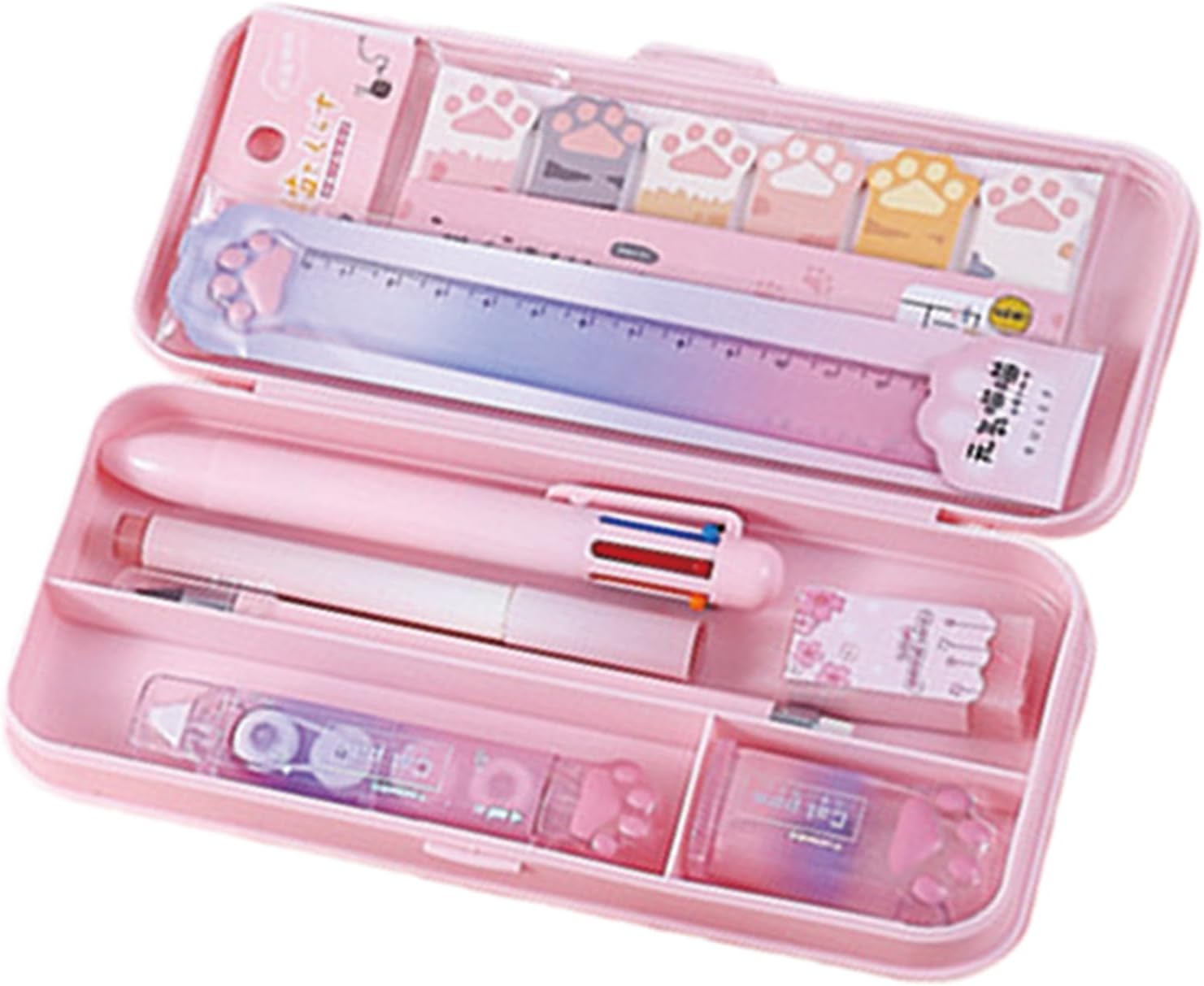 MOZXIRZ 9 Pcs Cute Pink Stationery Set for Girls Boys Kids Women Back to School Supplies Office Supplies Cartoon Cat Paw Stationery Set Aesthetic Kawaii Stationery Gift (Pink)