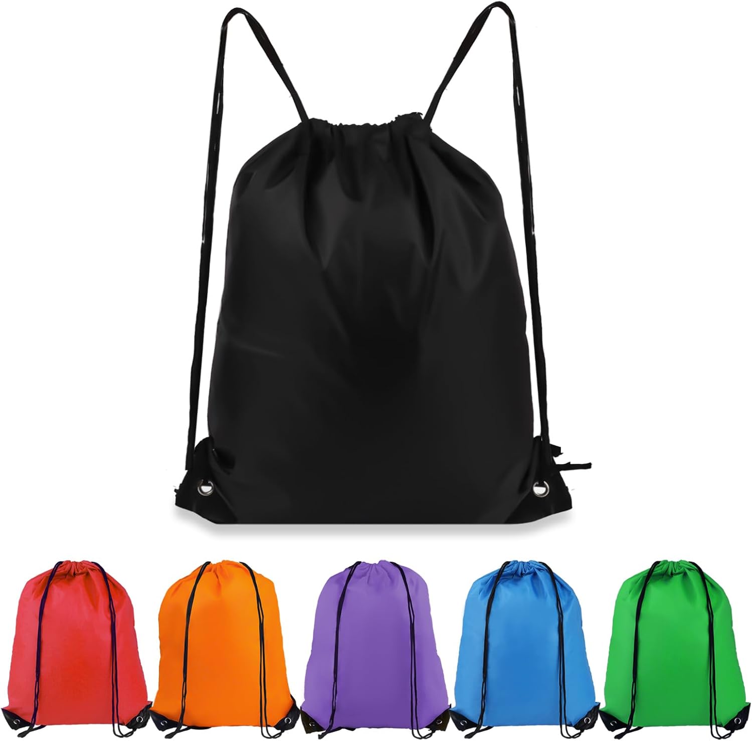 COIDEA Drawstring Backpack 6 Colors Drawstring Bags, Draw String Back Bag Drawstring Bags Bulk for Sports, Gym, Travel, Swimming, Beach (6 PACK)