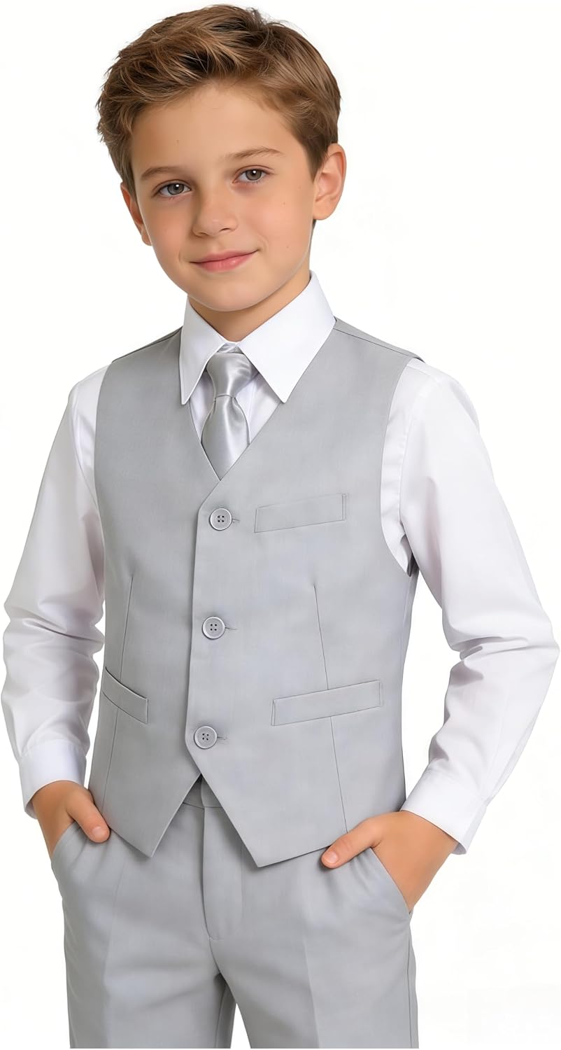 YuanLu Boys Suit Dress Clothes Ring Bearer Outfit Homecoming Dresses Boy Vest and Pants Set for Kids Wedding Tuxedo Suits