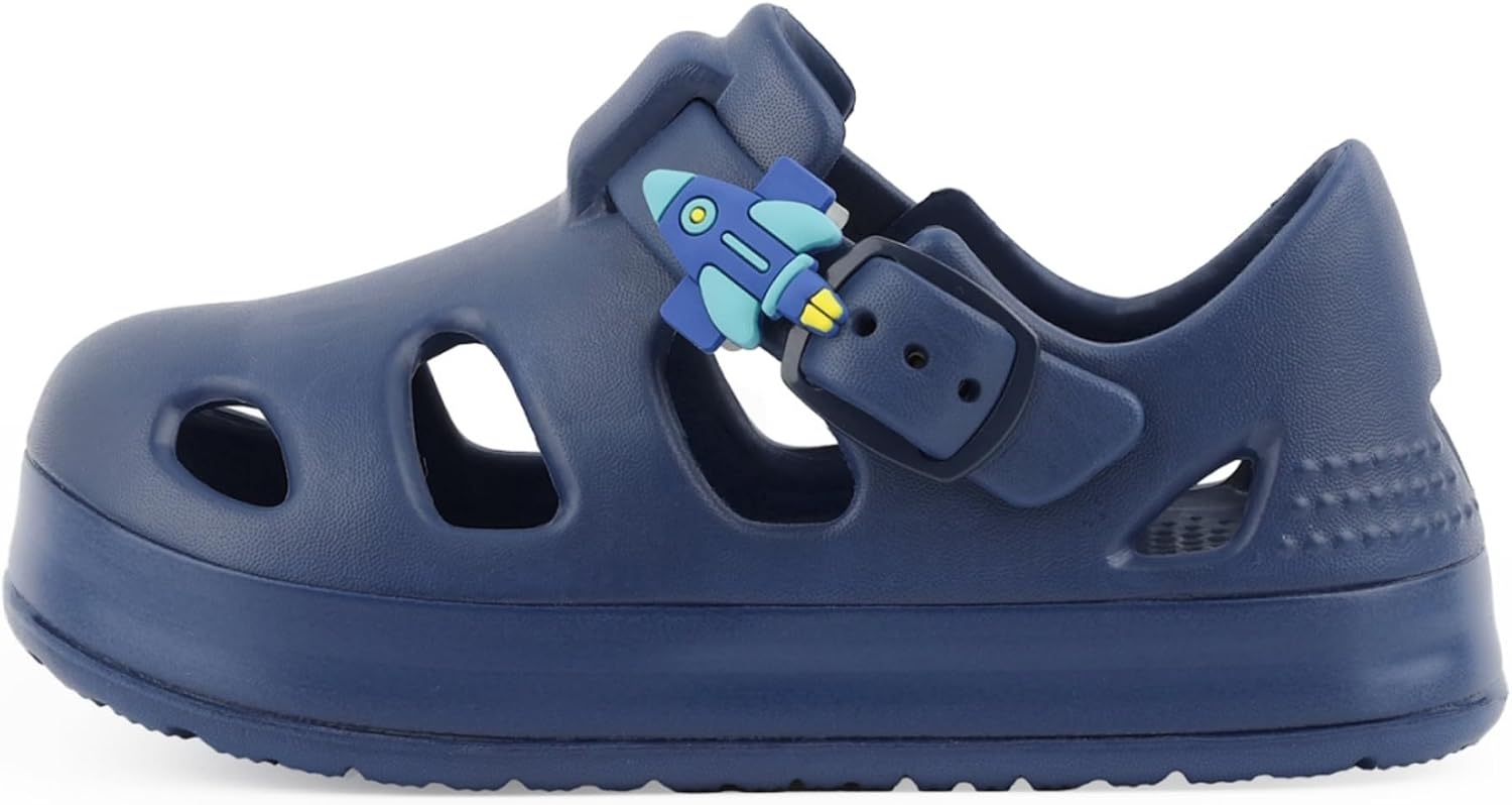 Toddler Wide Toe Box Sandals For Boys & Girls,Children’s Closed Toe Water Sandal with Adjustable Strap