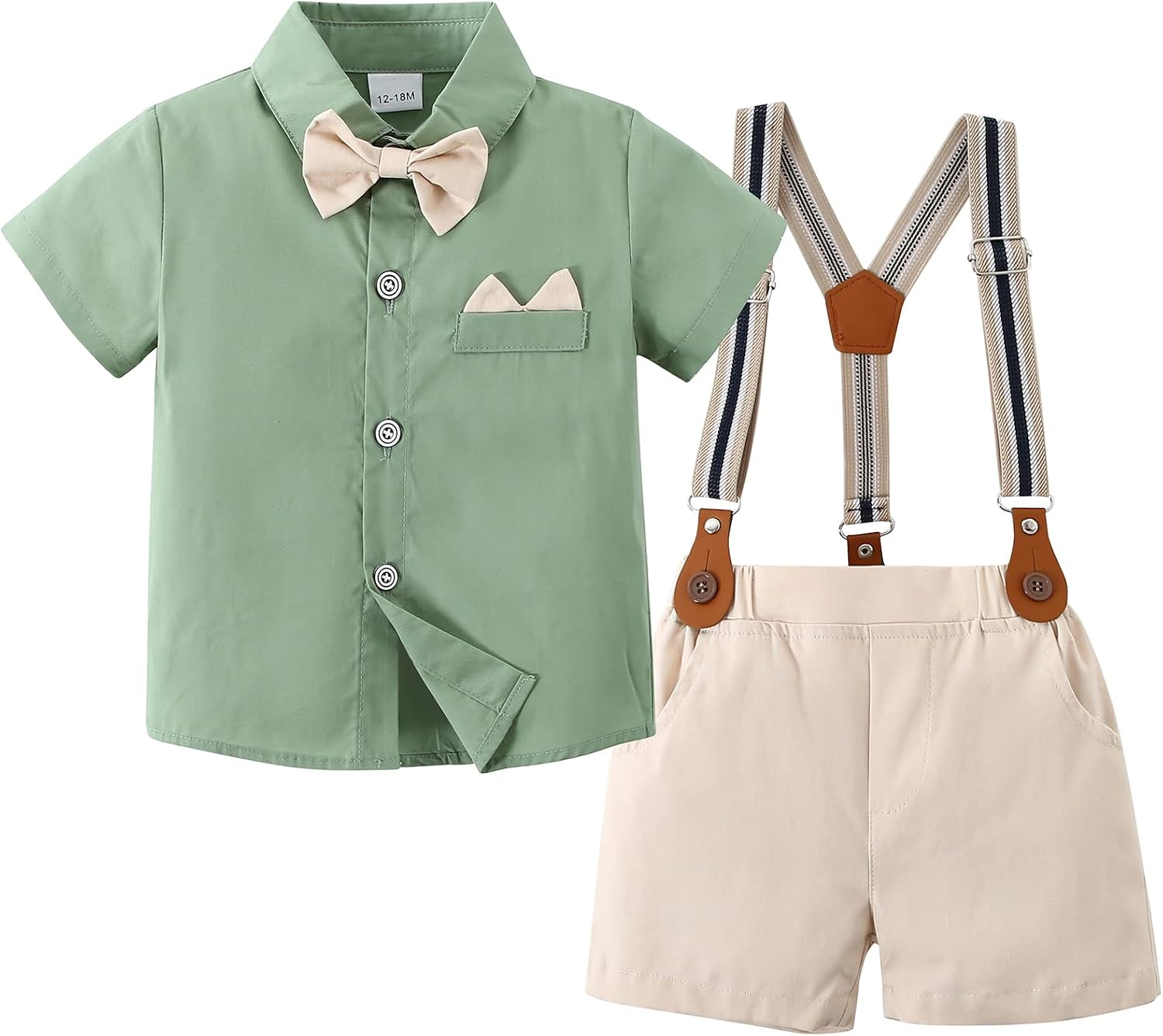 YALLET Toddler Baby Boy Outfits 1-5T Boys Suits Gentleman Short Sleeve Button Shirts+Bowtie+Suspender Shorts Formal Clothes