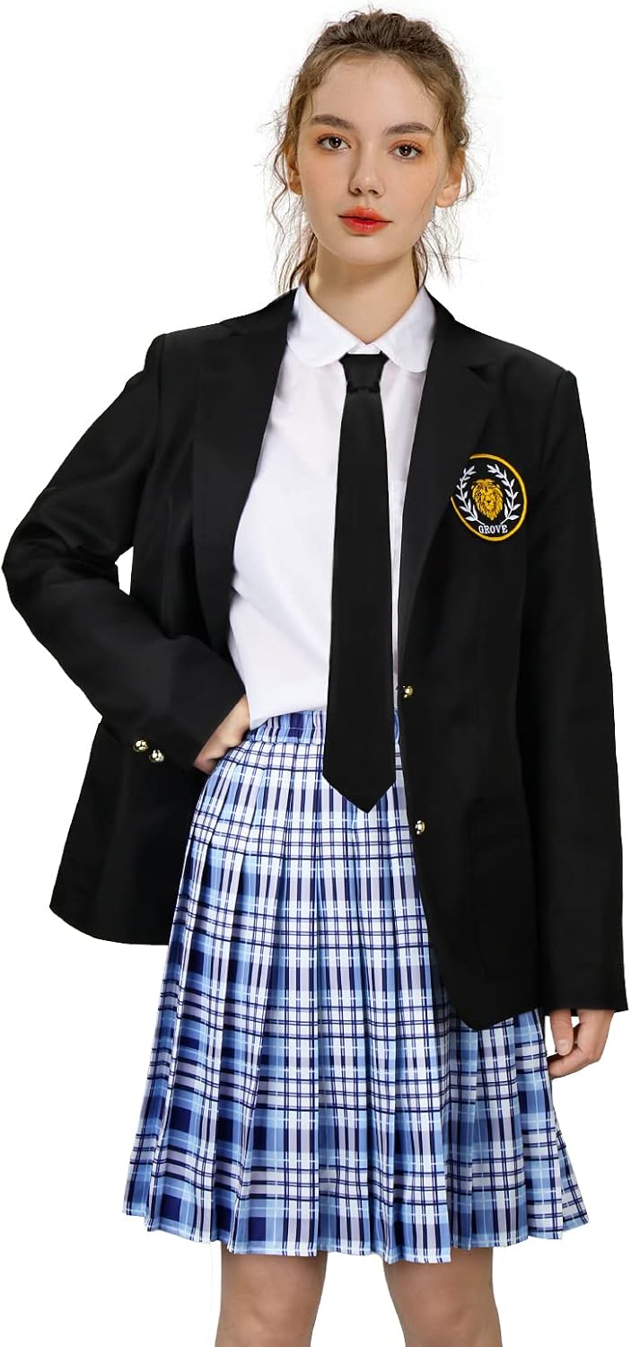 Mia Costume Uniform for Adult Women Suits Girl Black Blazer Pleated Skirt Halloween Princess Outfits
