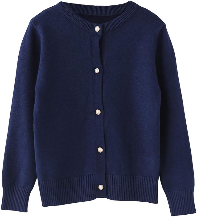 SMILING PINKER Girls Cardigan Sweater School Uniforms Button Long Sleeve Knit Tops
