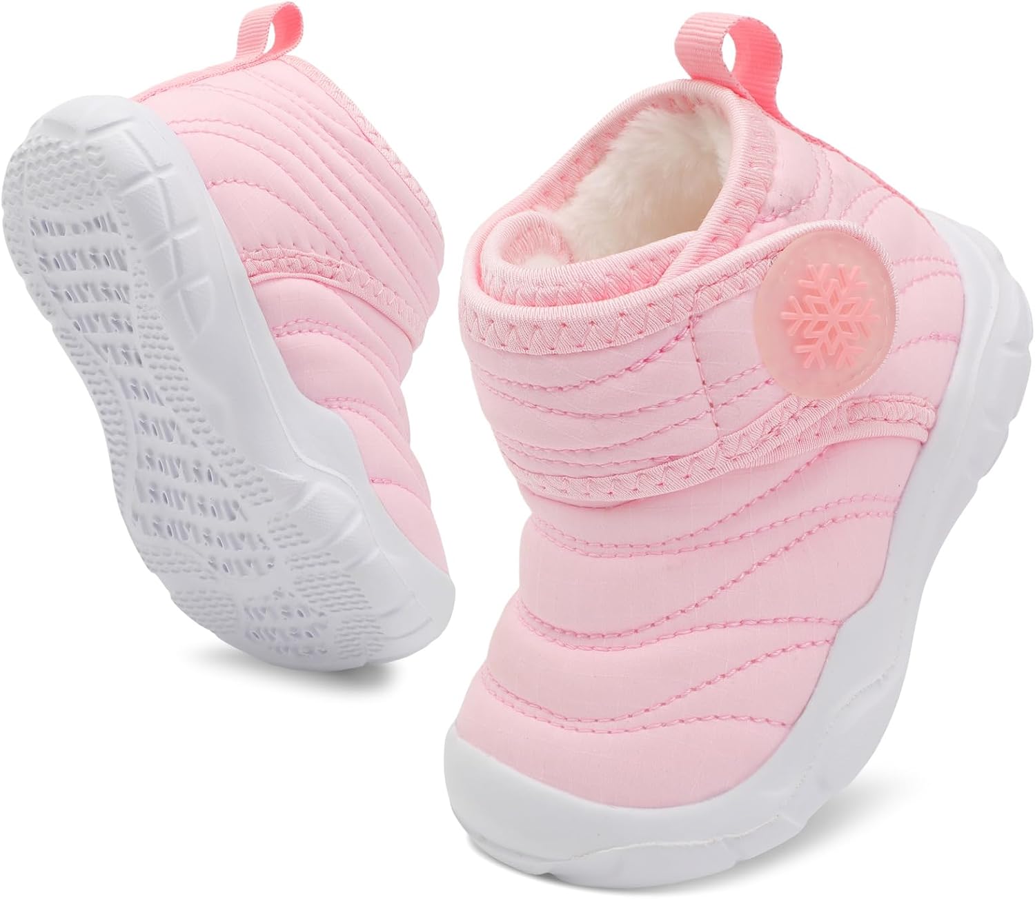 BARERUN Barefoot Baby Boys Girls Boots Warm Winter House Shoes for Toddler Girls Boys Waterproof Fleece Kids Snow Boots Faux Fur Infant Booties Walking Shoes for Indoor Outdoor