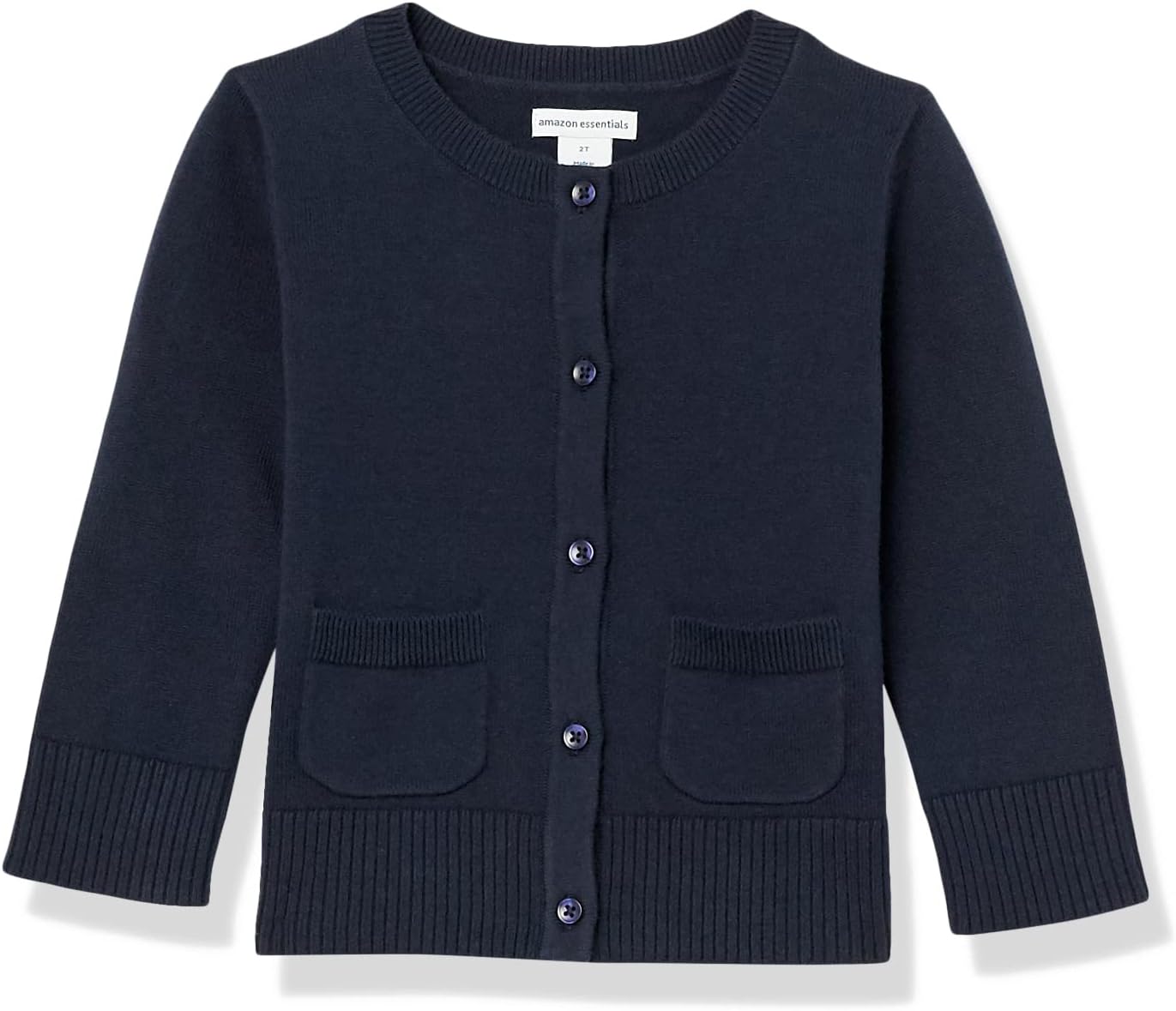 Amazon Essentials Girls and Toddlers’ Uniform Slim Fit Crewneck Cardigan Sweater