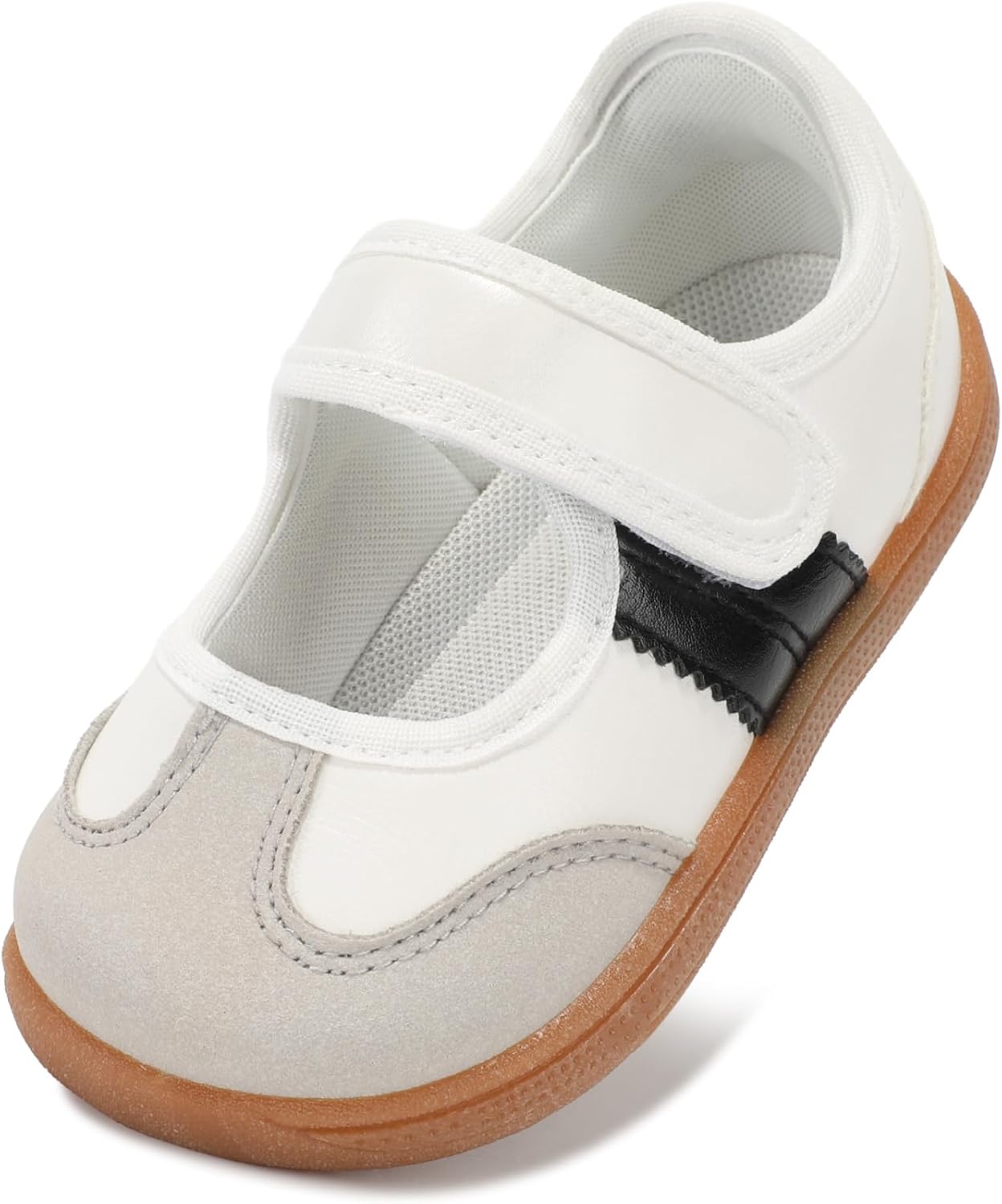 Toddler Girl Mary Jane Classic Sneakers Barefoot Walking Shoes for School with Hook and Loop