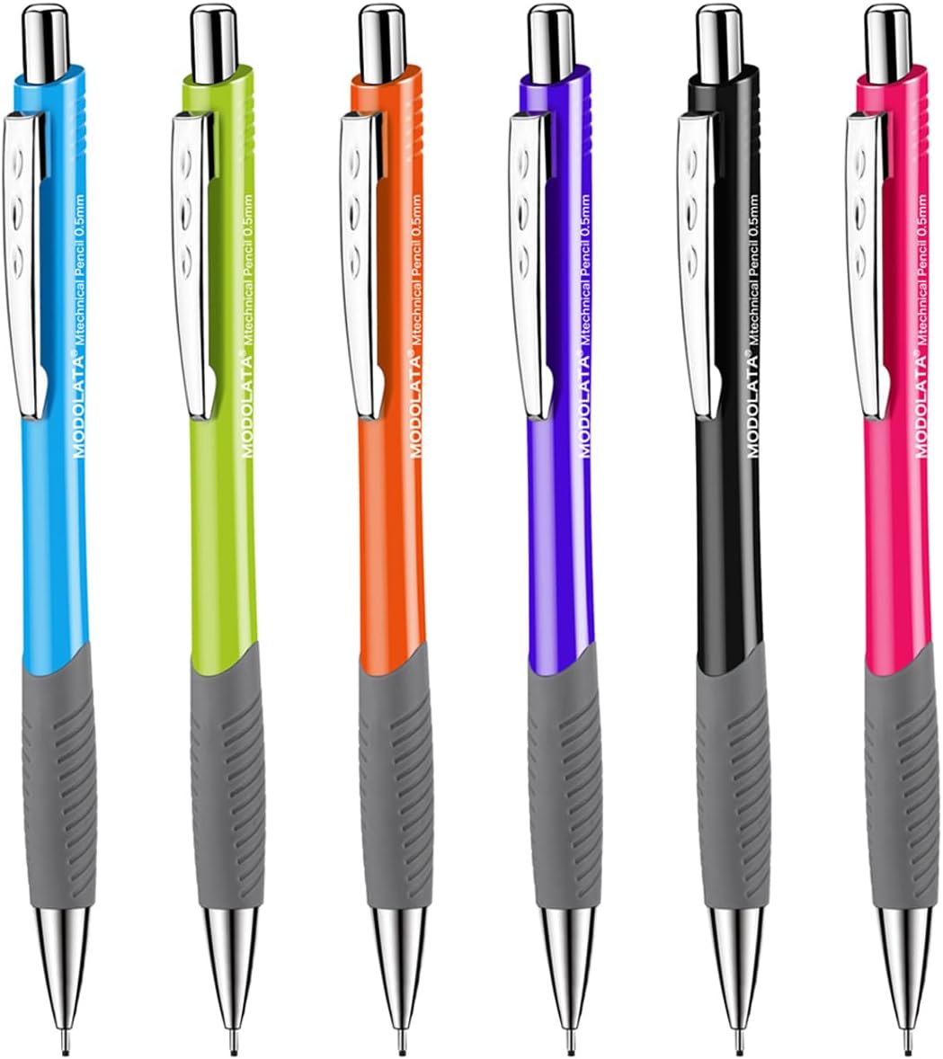 0.5MM Mechanical Pencil Set, Lead Pencils 0.5mm for Student and Artist Drawing, Sketching, Drafting, Pack of 6 Pieces