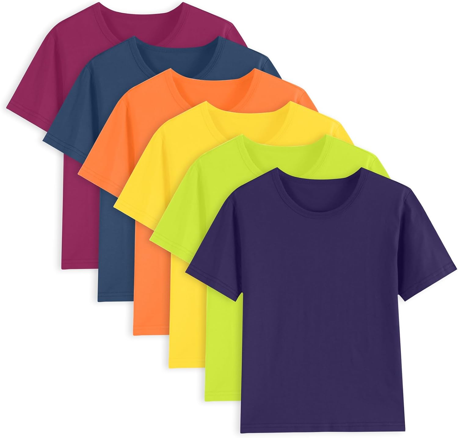 6 Pack Cotton Boys Kids Tshirts Short Sleeve Summer Tops Clothes Tee Shirts for Toddlers(Age 2-14)