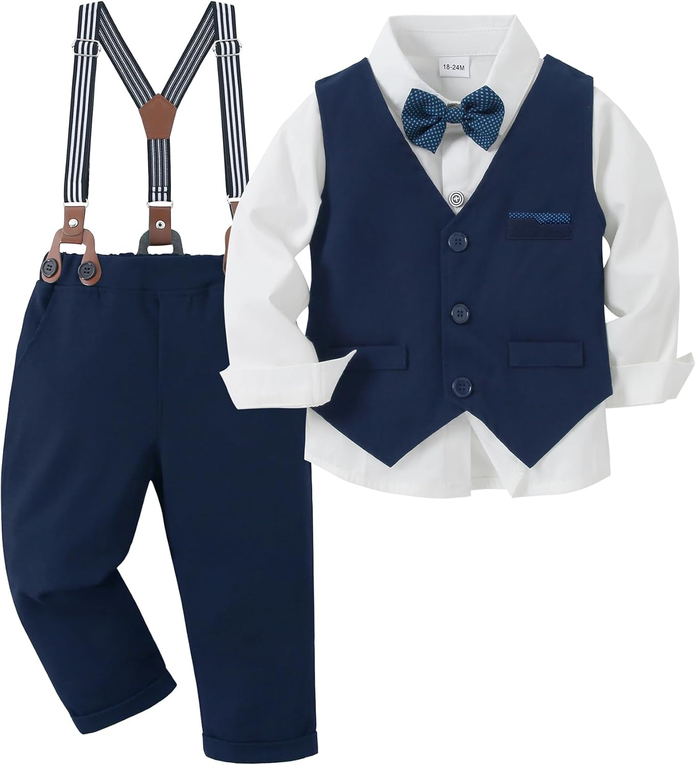 nilikastta Toddler Baby Boy Clothes Suit Gentleman Wedding Outfits Formal Dress Shirt/Bowtie/Vest/Suspender Pants 1-9 Years