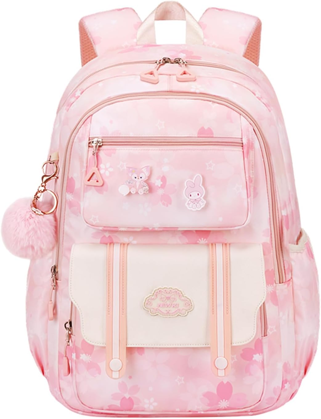 Girl backpack,Kids Backpack for Girl Kawaii Lightweight School Backpack Anti-theft Back Pocket Print Flowers Elementary Bookbag (Pink)