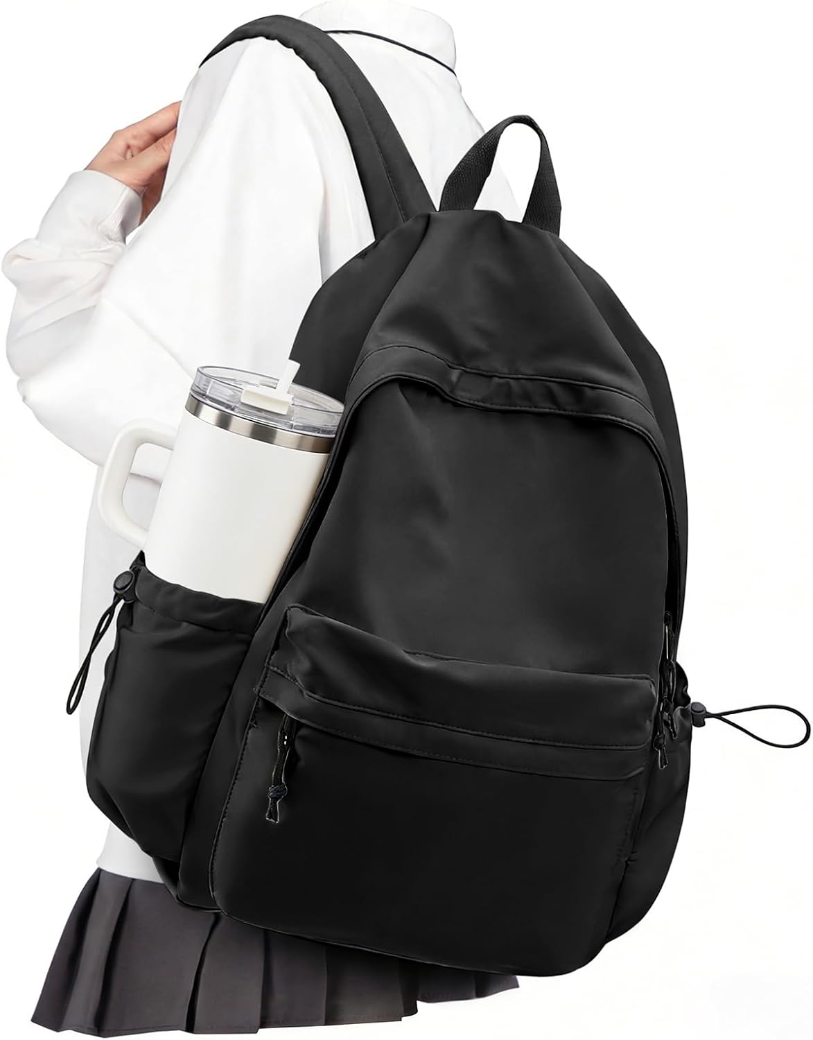 VECAVE School Backpack Black Waterproof Bookbag Casual Lightweight Travel Rucksack Daypack Backpacks for Men Women College High School Bags backpack for Boys Girls Teens