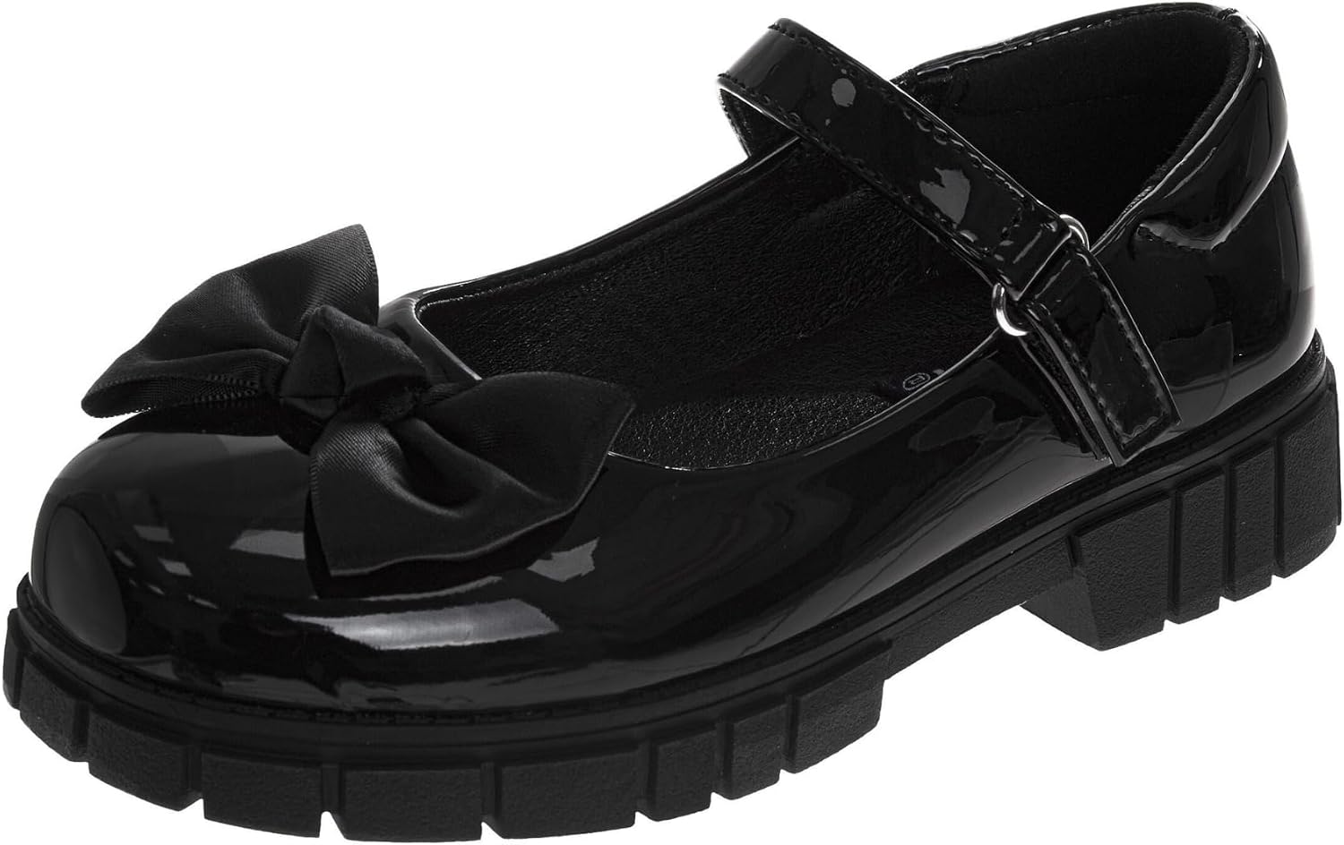 Girls Chunky Mary Jane Dress Shoes Faux Patent Leather School Uniform Shoes with Lug Sole– Size 10 Toddler 11–13 Little Kid 1–4 Big Kid