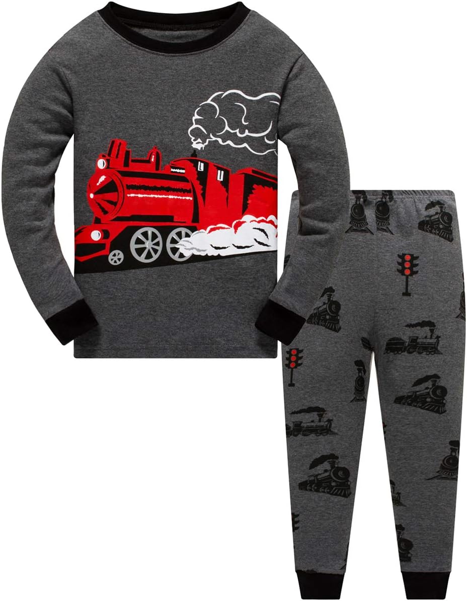 Popshion Little Boys Pajamas Sets Glow in Dark Dinosaur 100% Cotton 2 Piece Toddler Clothes Kids Pjs Sleepwear Size 2-10T