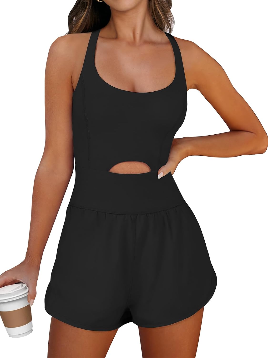 Caracilia Women’s Workout Athletic Romper Summer Sets Short Jumpsuits Onesie Running Outfits Exercise Gym 2026 Trendy Clothes