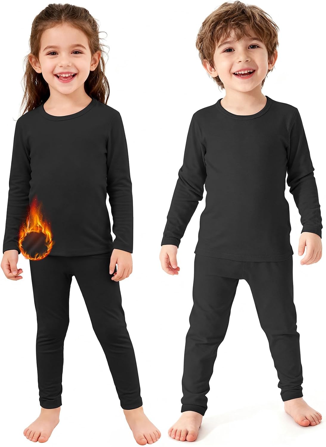 Zando 2 Set Kids Thermal Underwear Set – Kids Thermal Top and Bottom Winter Long Johns Fleece Lined Base Layer for Boys Girls