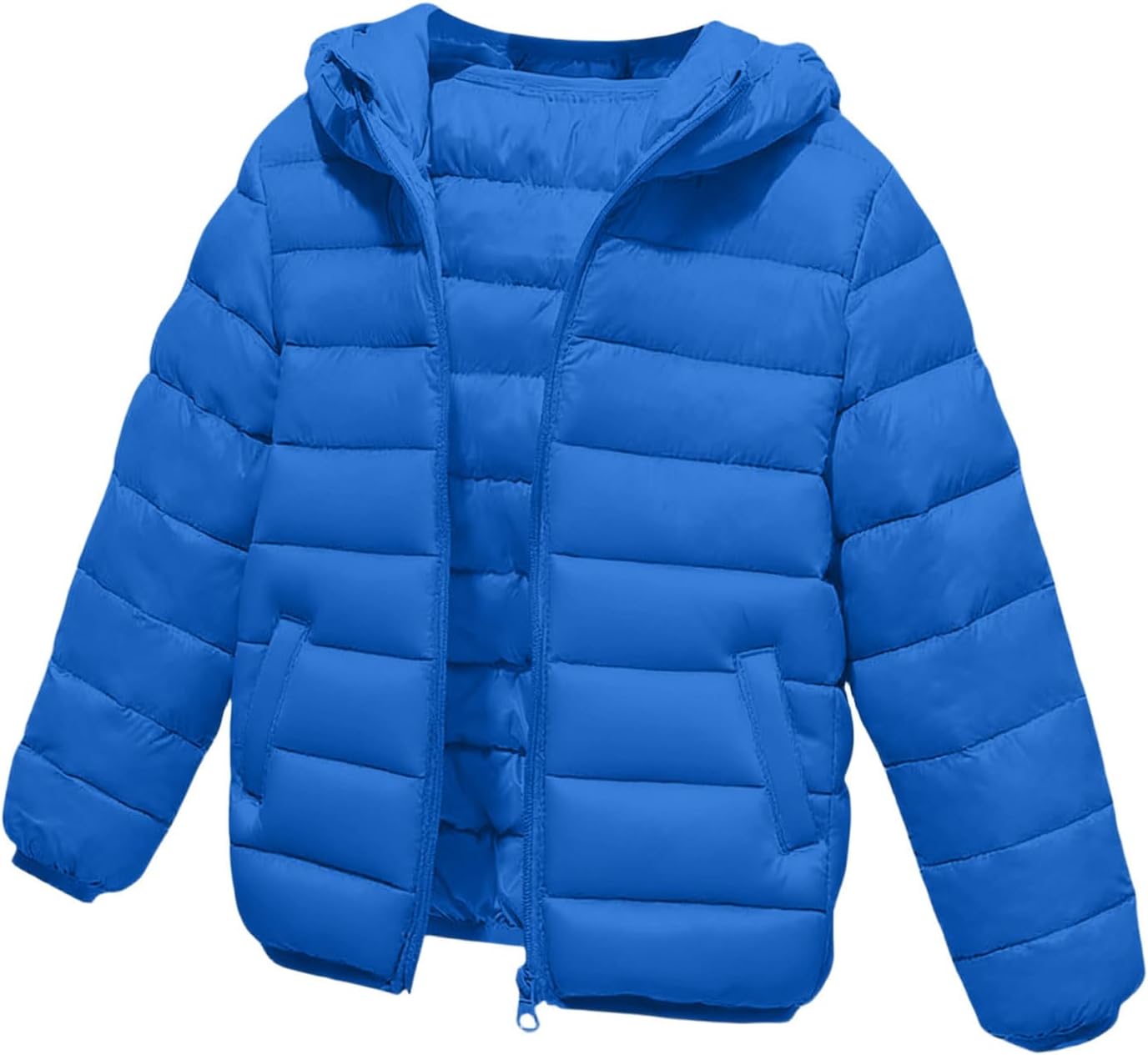 Kids Winter Coat Active Boys Girls Full Zip Quilted Hooded Jacket Lightweight Water-Resistant Packable Puffer Jacket