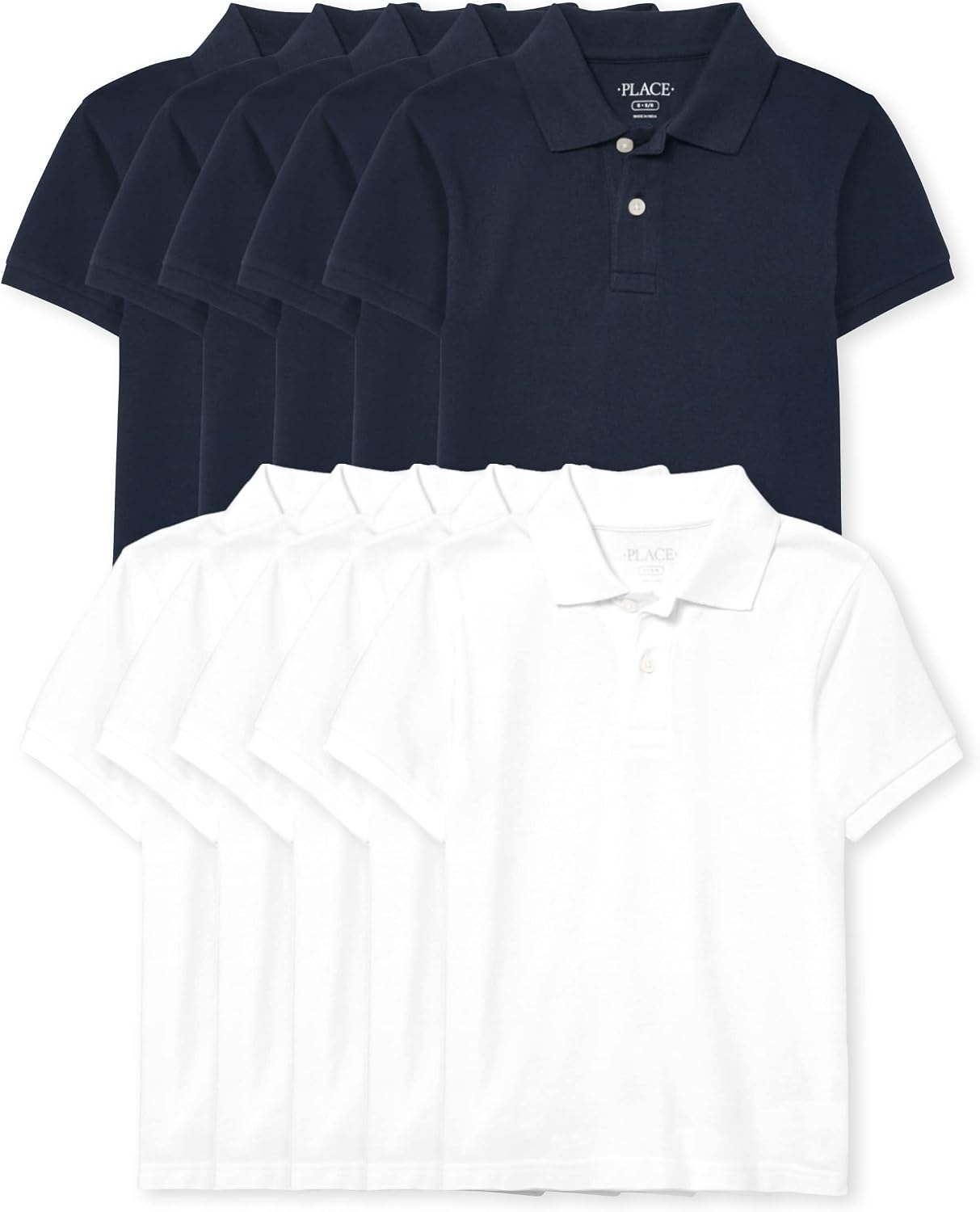 The Children’s Place Boys’ Short Sleeve Pique Polo, 10 Pack