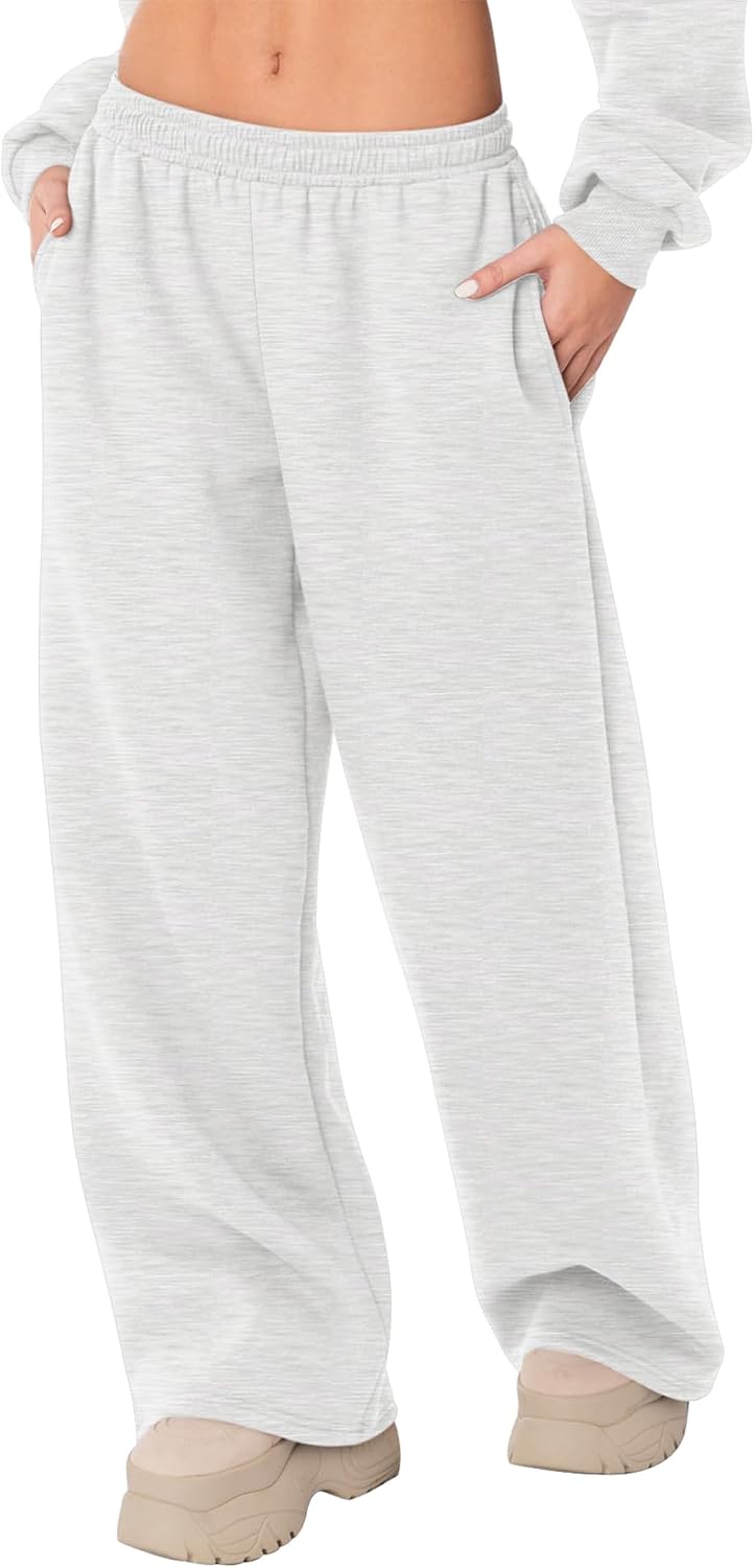 LOMON Wide Leg Sweatpants Women Fleece Sweat Pants Fall Spring Clothes 2026 Teen Girl Baggy Jogger Sweatpant with Pockets