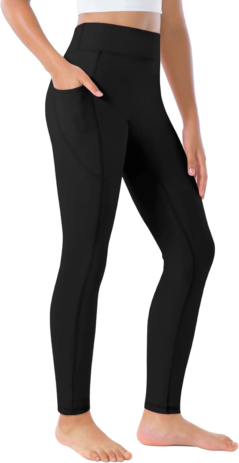 Girls Leggings with Pockets Athletic High Waisted Kids Workout Active Dance Running Yoga Pants