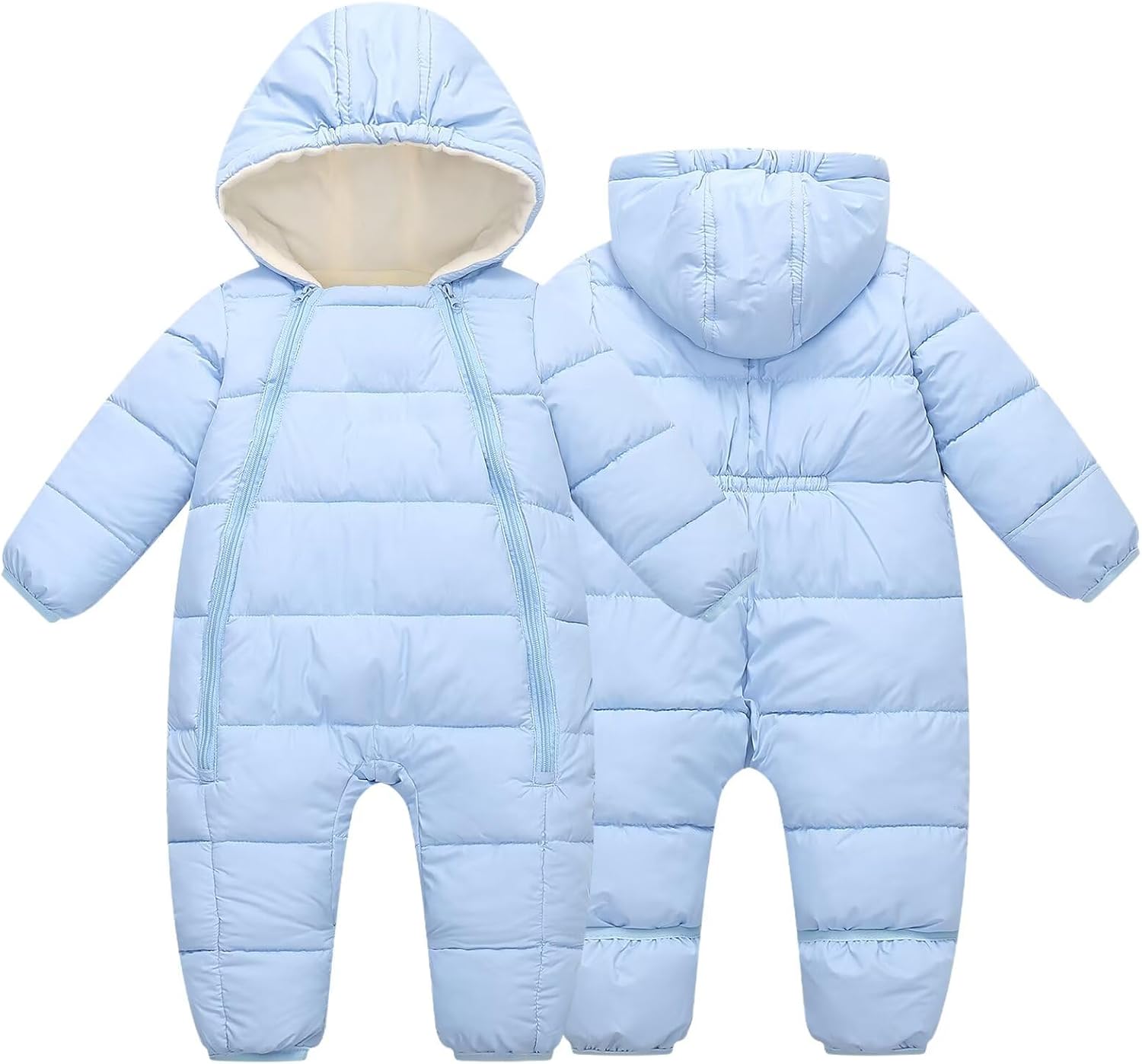 BYFRI Baby Snowsuit Infant Winter Jumpsuit 0-24M Toddler Footed Jacket Unisex Warm Hooded Outfit Thick Fleece Coat