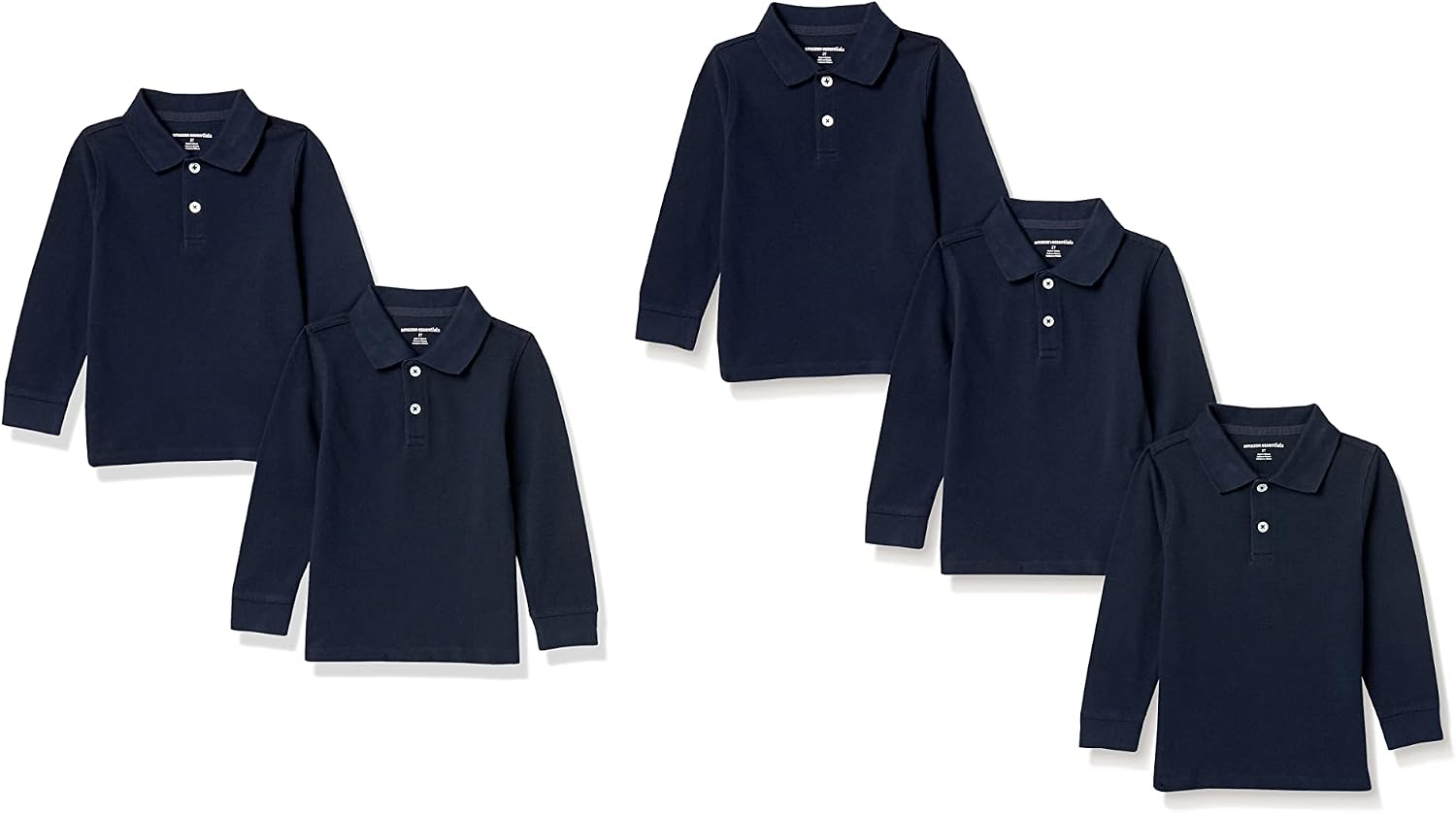 Amazon Essentials Boys and Toddlers’ Long-Sleeve Pique Polo Shirts for School Uniform, Multipacks
