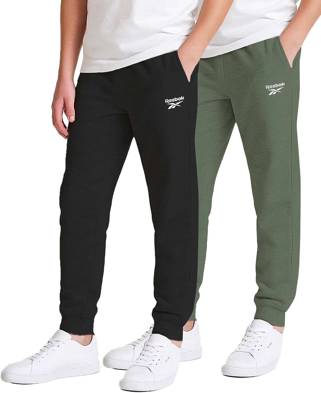 Reebok Boys Sweatpants – 2 Pack Performance Fleece Boys Joggers Athletic Pants with Elastic Waistband for Toddlers and Kids