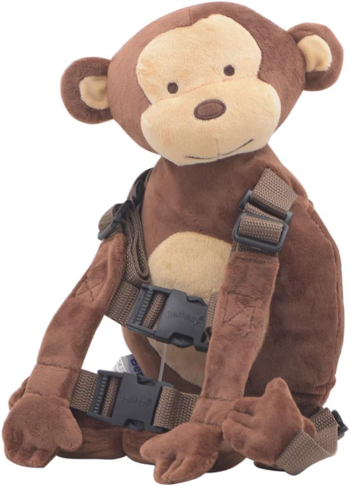 2 in 1 New Monkey Toddler Safety Harness Backpack Children’s Walking Leash Strap（Brown）