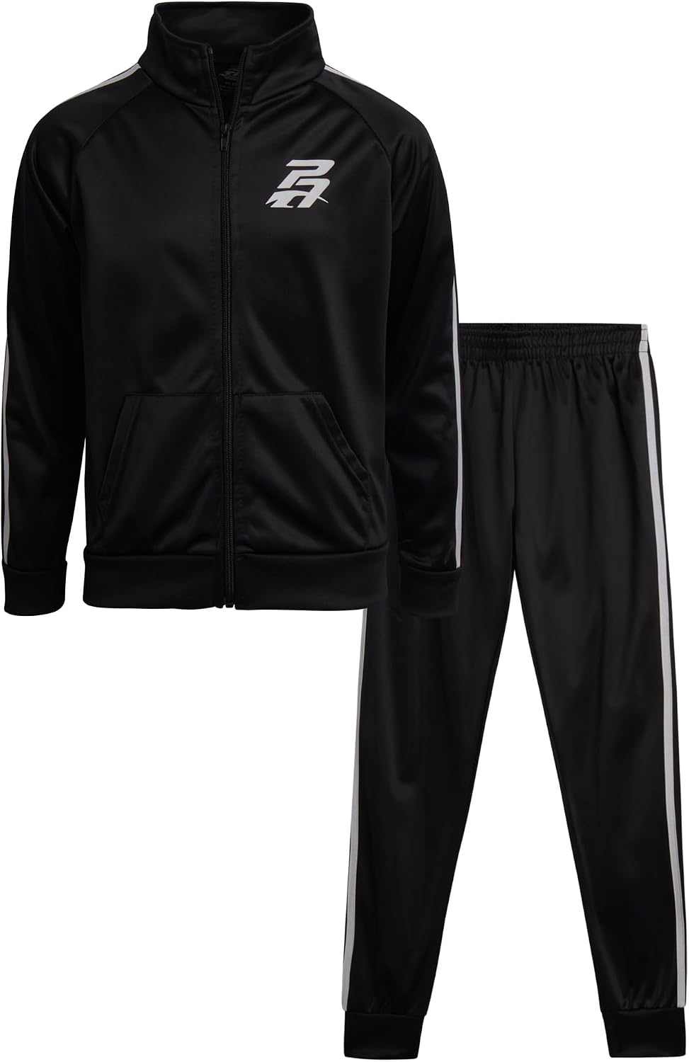 Pro Athlete Boys Tracksuit Set – 2 Piece Performance Tricot Zip Up Mock Neck Sweatshirt and Boys Joggers Track Pants