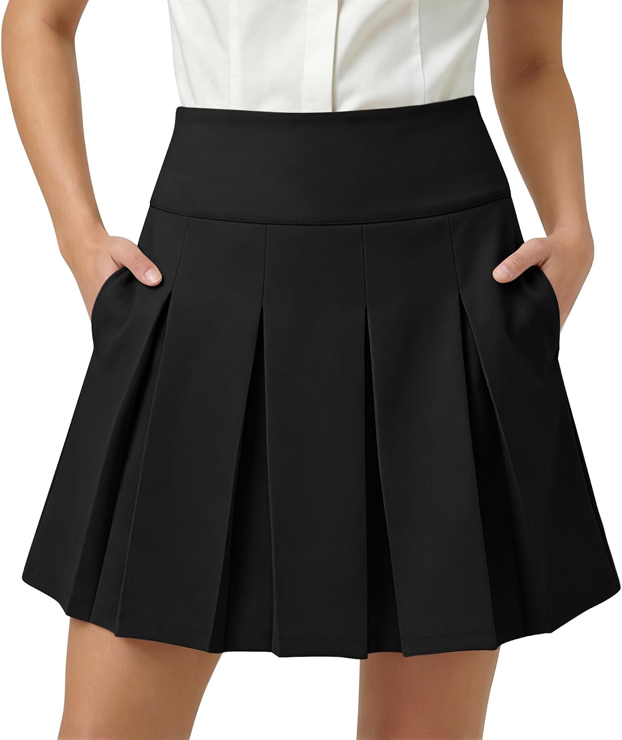 Girls School Uniform Skirts Pleated Kids Elastic High Waist Skorts Tennis Casual Skirt with Pockets 5-14 Years