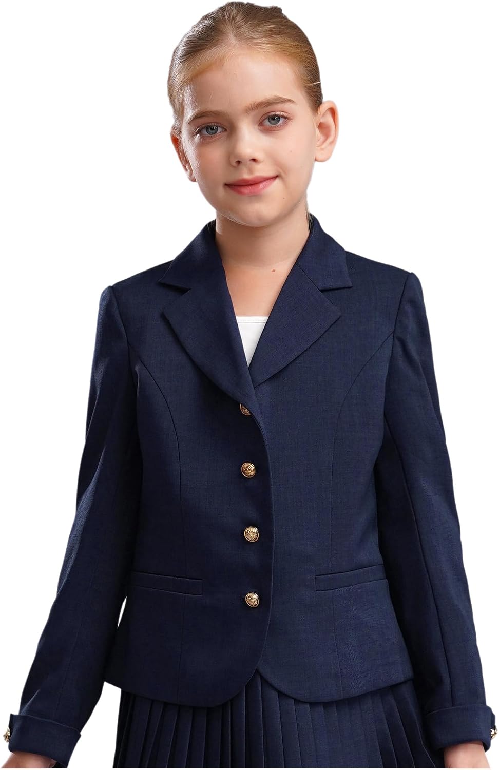 Linjinx Blazer Jacket for Kids Girls Long Sleeve Solid Lapel Formal Suit Coat School Uniform Dress Tops with Pocket