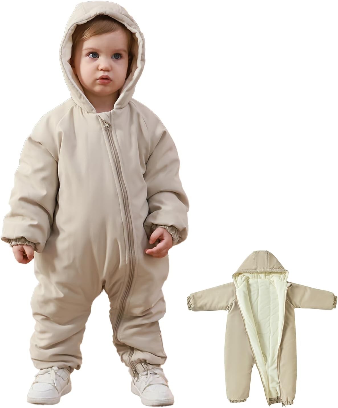 UVIPC Toddler Snow Suit Newborn Baby Winter Clothes Long Sleeve Romper Convenient Dual Zipper Design Outdoor Snowsuit