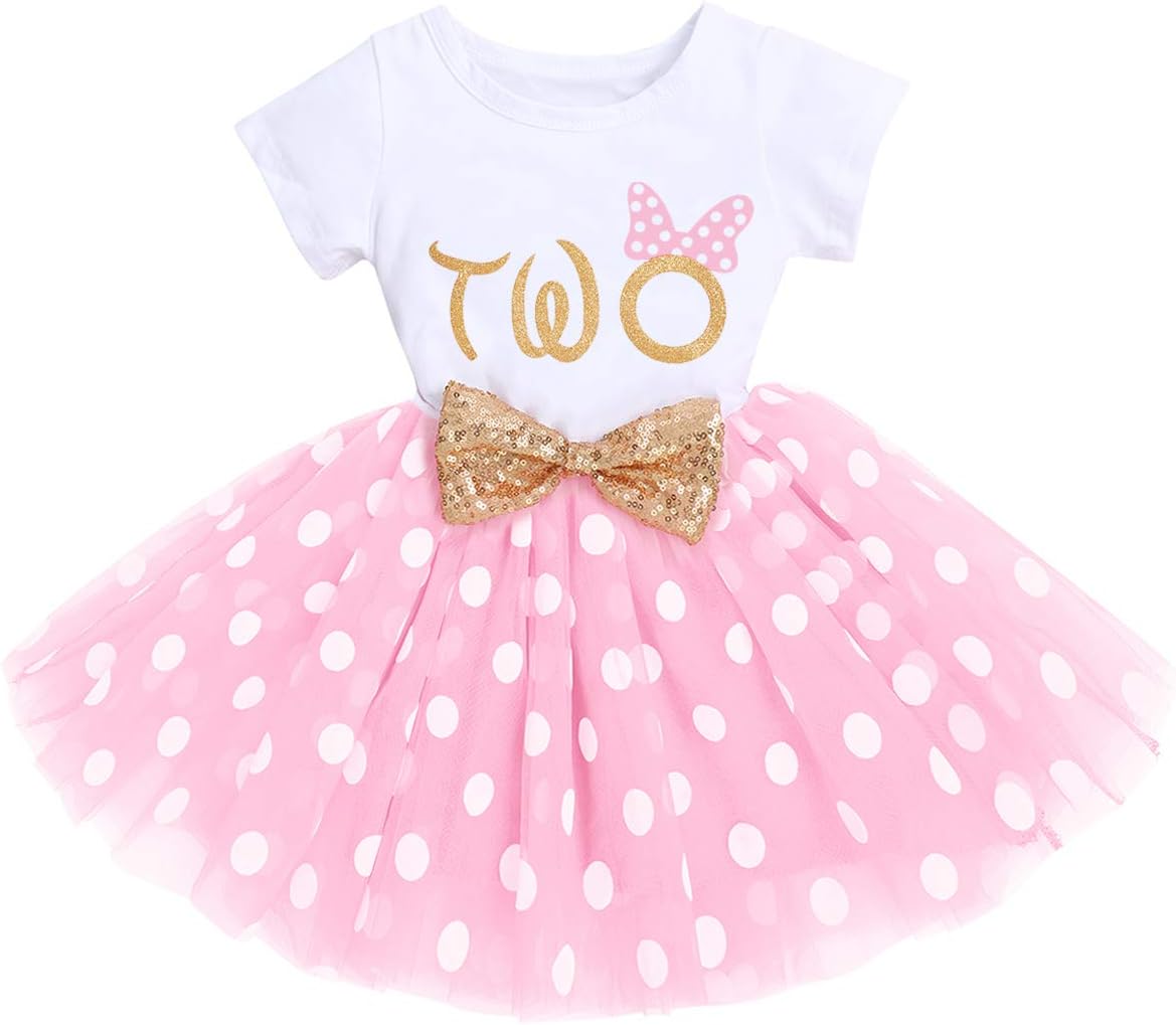 IMEKIS Baby Girls 1st 2nd Birthday Dress Polka Dots Tulle Tutu Cake Smash Summer Party Photo Props