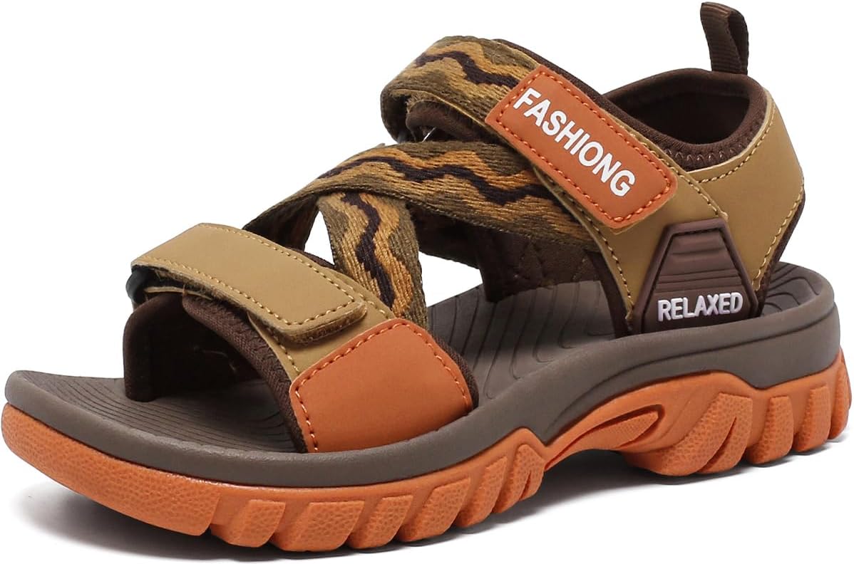 Kids Orthopedic Walking Sandals Comfort Arch Support Sport Hiking Recovery Sandals for Boys Girls Outdoor Cushioned Athletic Sandals Waterproof Adjustable Strap Camping Slide Sandals Summer Beach Water Shoes