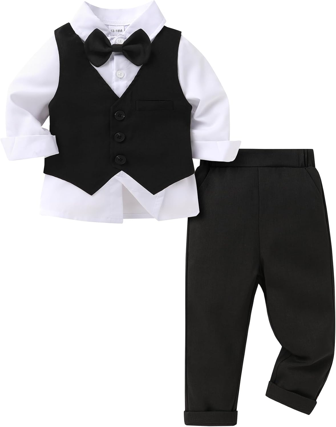 YOUNGER TREE Toddler Boy Clothes Suit Gentleman Wedding Outfits Baby Formal Dress 4-Piece Set