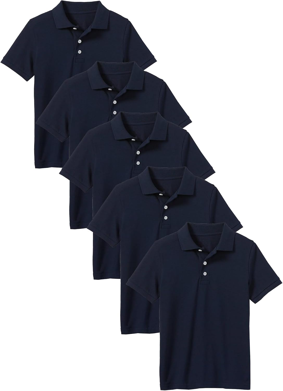 Galaxy by Harvic Polo Shirt for Boys – 5 Pack School Uniform for Boys, Tagless Cotton Blend – Soft Comfortable Everyday Wear