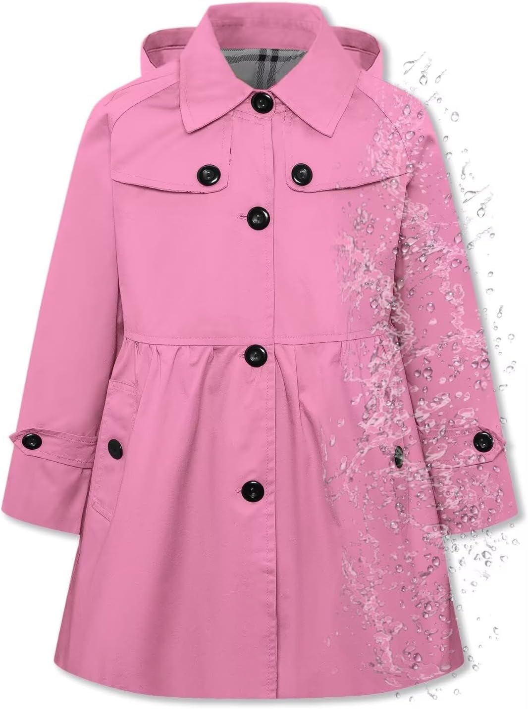 Betusline Girl’s Rain Jackets Lightweight Waterproof Hooded Trench Coat Raincoats for Kids,2-14 Years