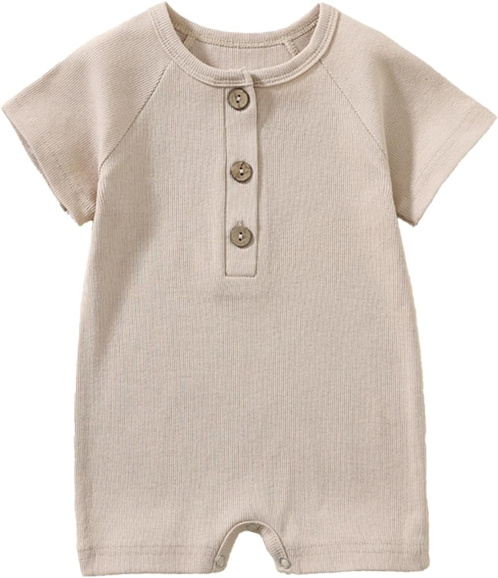 Baby Romper – Cotton Newborn Outfit, Short Sleeve Unisex Clothes