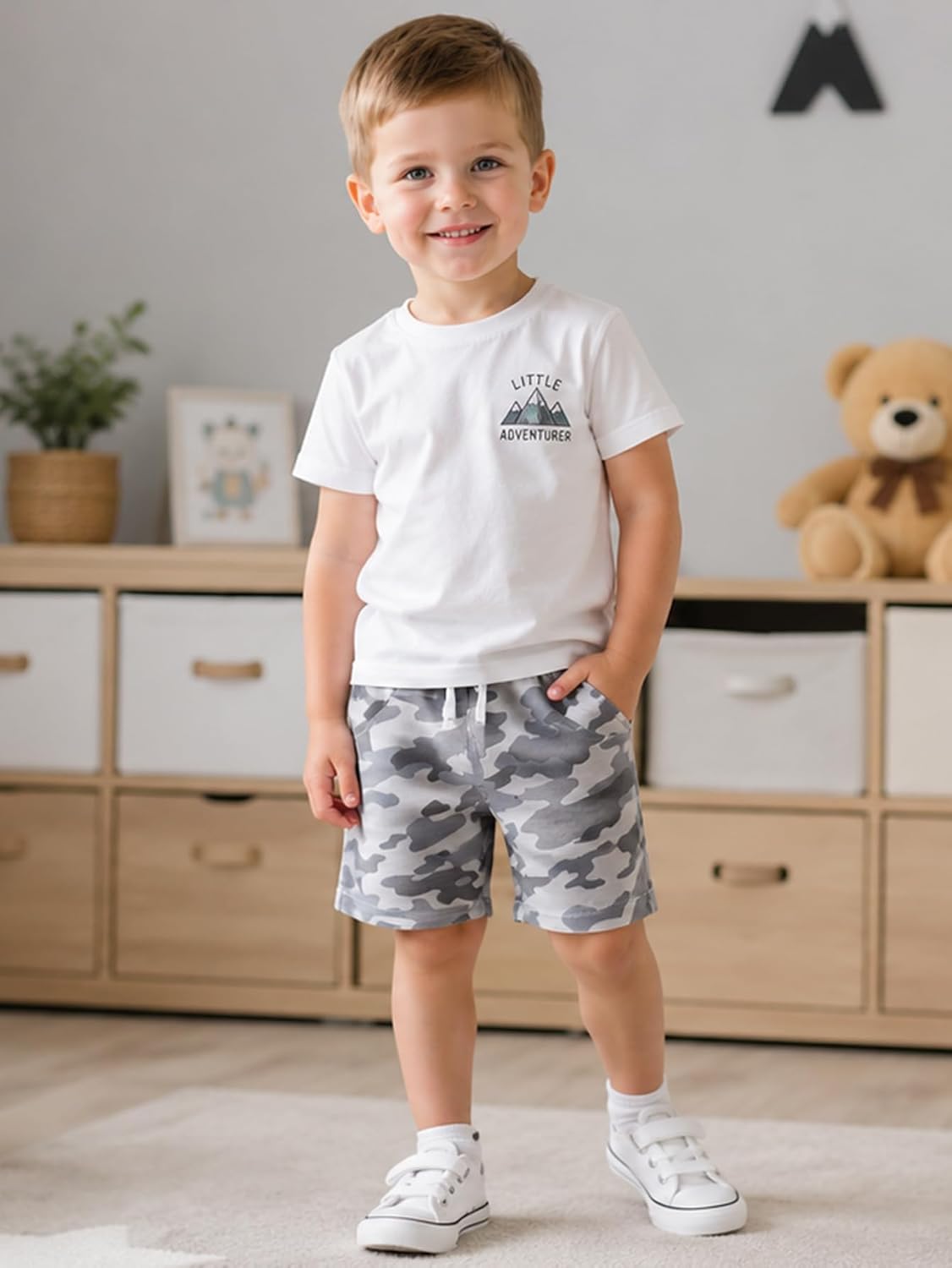 Boys Casual Shorts Elastic Waist Pull On Short Bottoms for Toddler Kids Youth