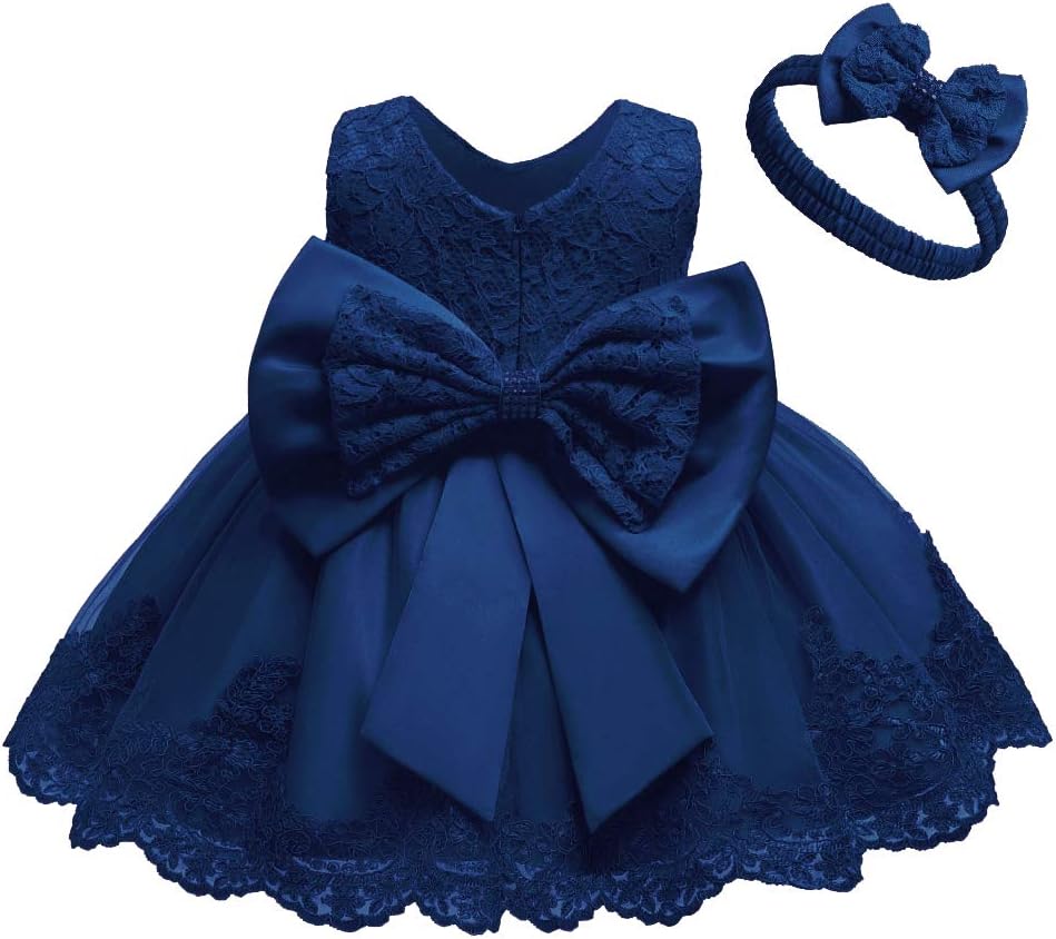 0-6T Toddler Baby Girl Embroidered Tutu Ball Gown Lace Dresses with Headwear