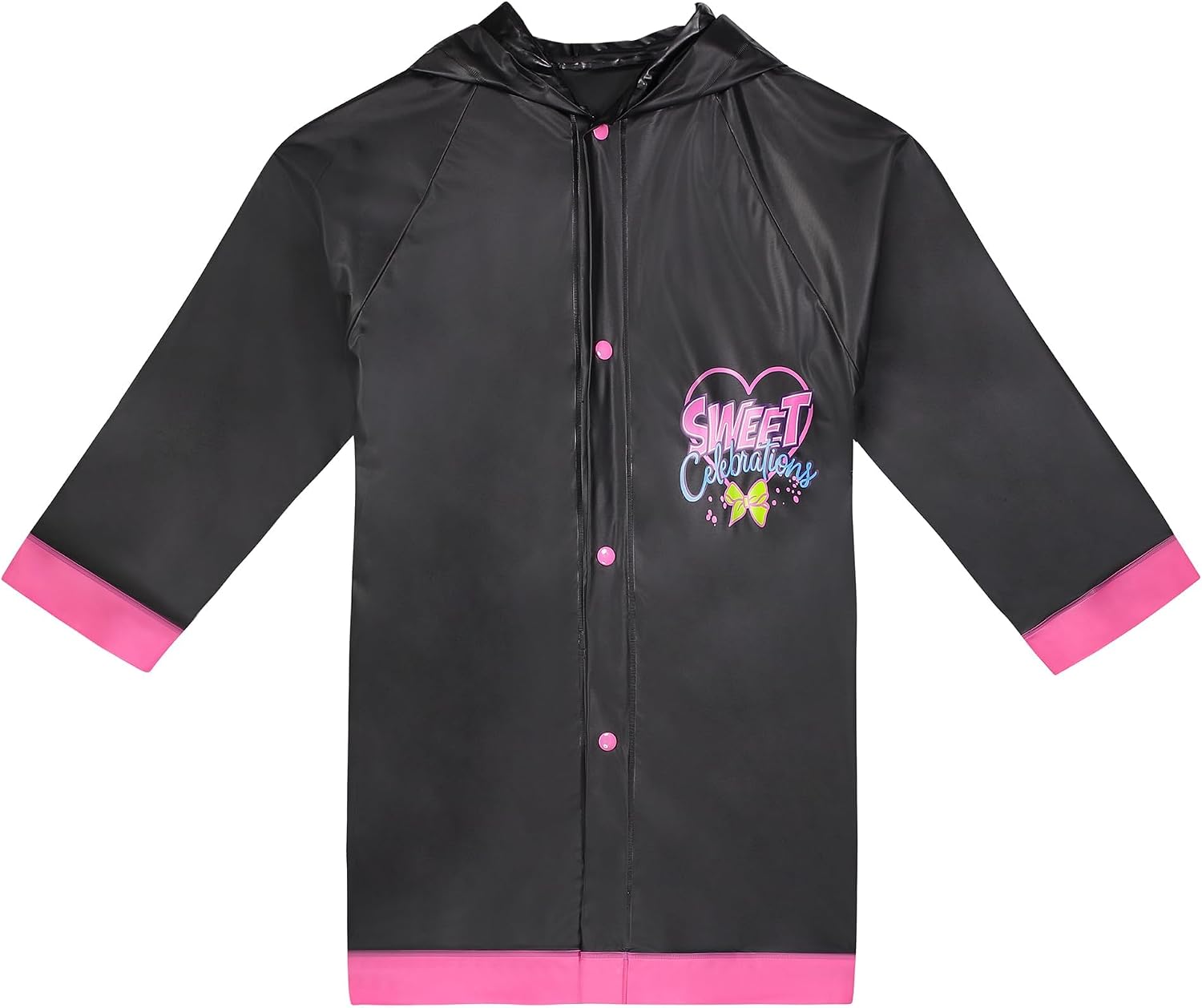 Nickelodeon JoJo Siwa Girls’ Waterproof PVC Rain Slicker – Lightweight Hooded Jacket for Toddlers and Kids