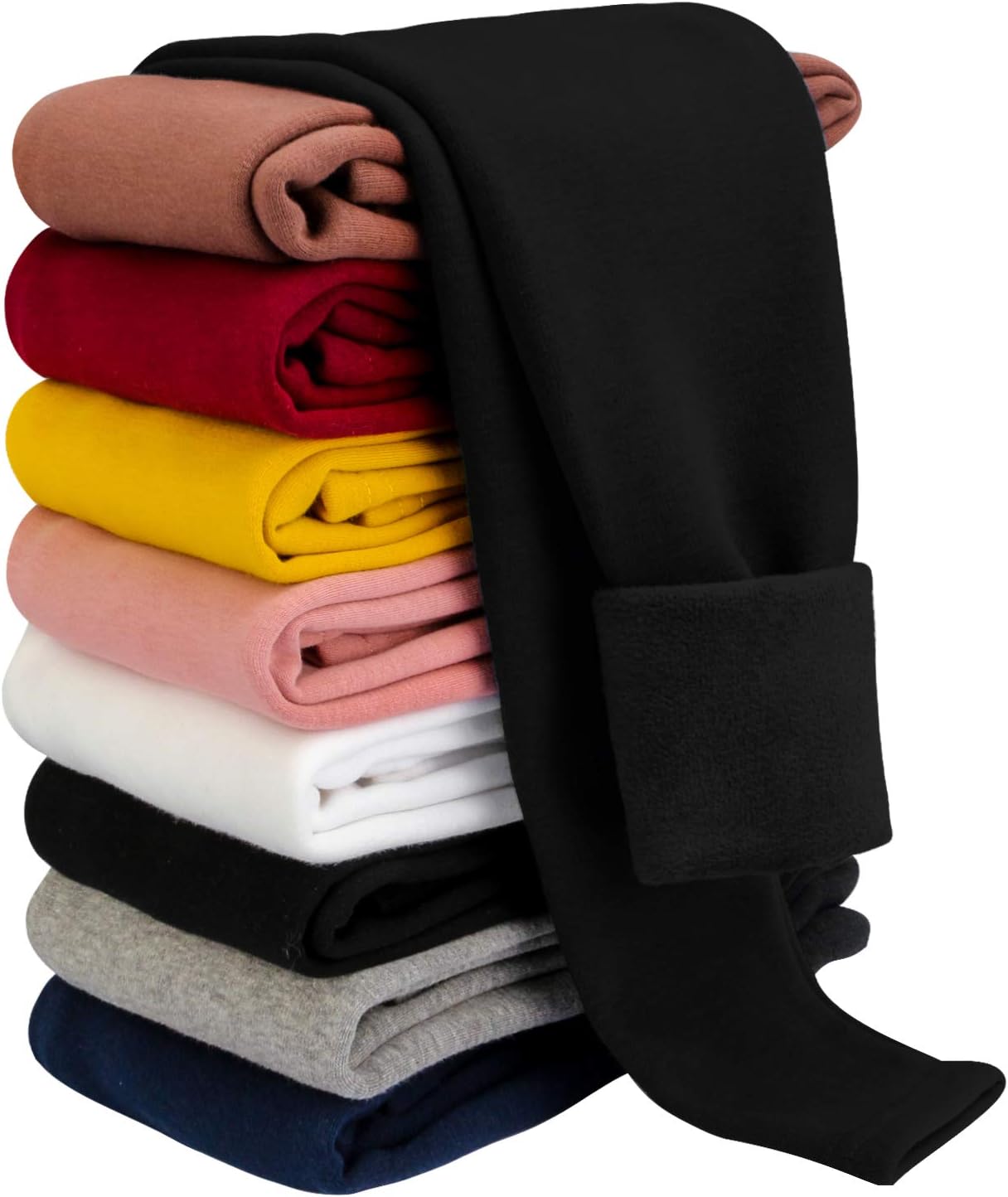 BOOPH Girls Fleece Lined Leggings Toddler Kids Winter Warm Basic Full Length Pants