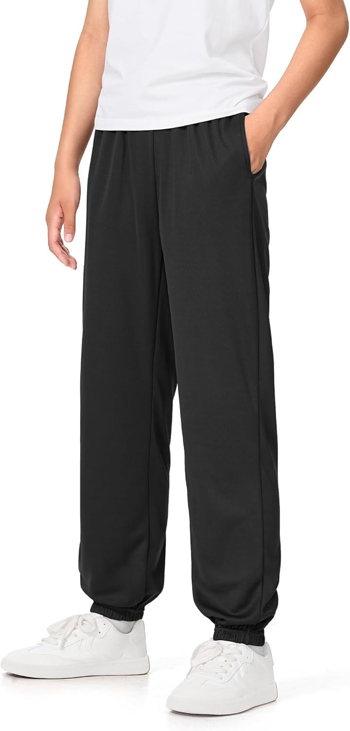 Auranso Boys Sweatpants Althetic Mesh Quick Dry Sports Pants for Kids Joggers Workout with Pockets Drawstring