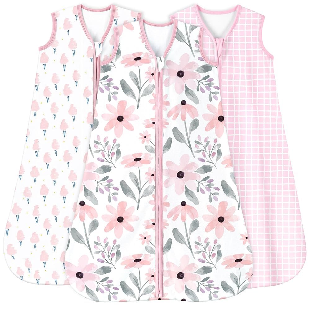 Yoofoss Baby Sleep Sack 6-12 Months 0.5 Tog Wearable Blanket for Baby, 3 Pack 100% Organic Cotton Infant Toddler Sleeping Sack 2-Way Zipper Lightweight Sleep Sack