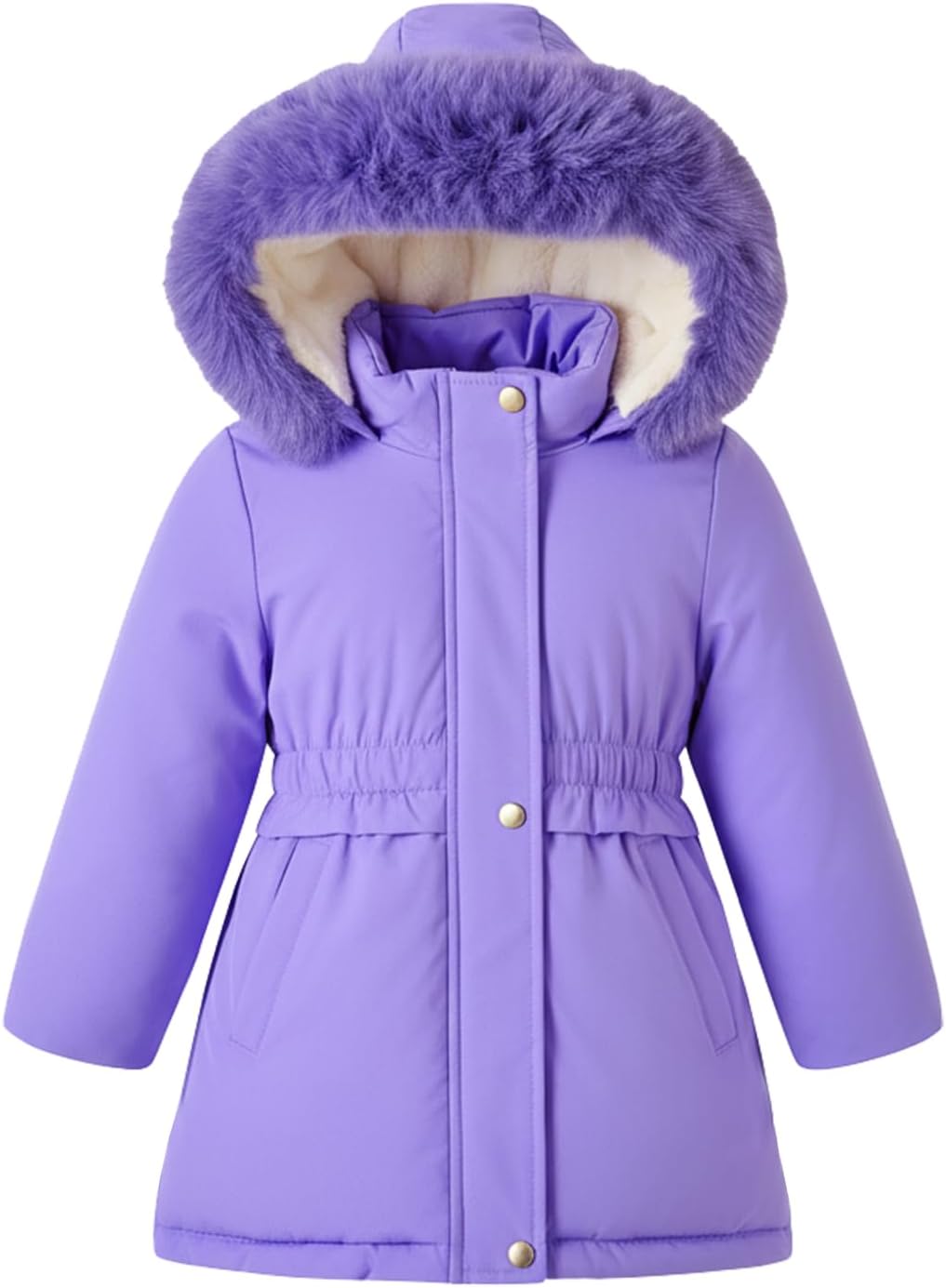 AiWMGL 5-12 Years Girls Winter Coat Long Puffer Jacket Outwear Warm Quilted Coats Parka Kids Removable Hood Fleece Inner